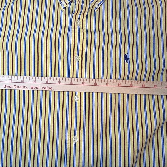 Men's RALPH LAUREN Yellow Blue Red Striped Shirt Size Large - Picture 5 of 6